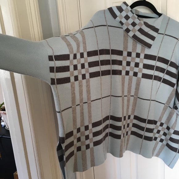 Fun Sport Oversized Plaid Sweater Pastel Blue - Picture 4 of 11